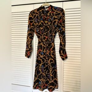 Nanette Lepore Black Long-Sleeve Chain & Tassel Print Shirt Dress